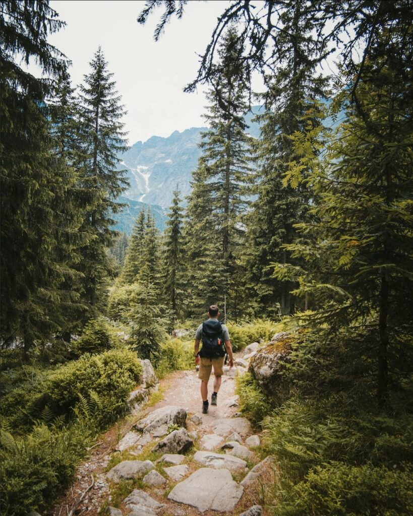 Un exemple de sentier Trail, homme qui marche
